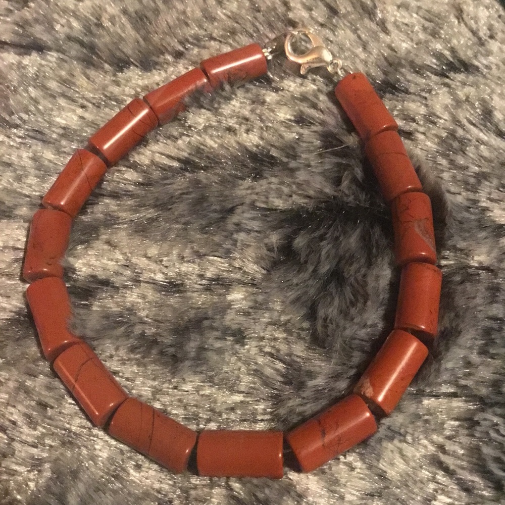 Natural Red Jasper Gemstone Cylinder Bracelet